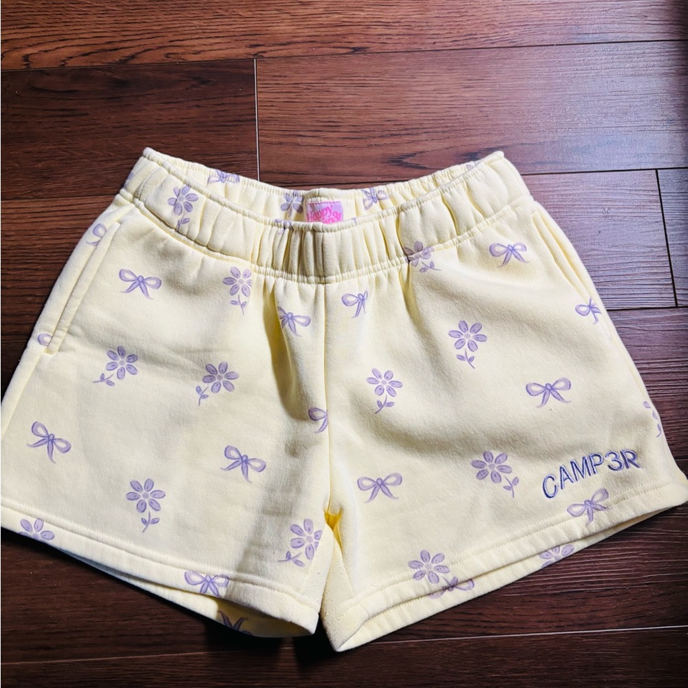 Happy Camp3r shorts Yellow Floral & Bow Print Lounge Shorts